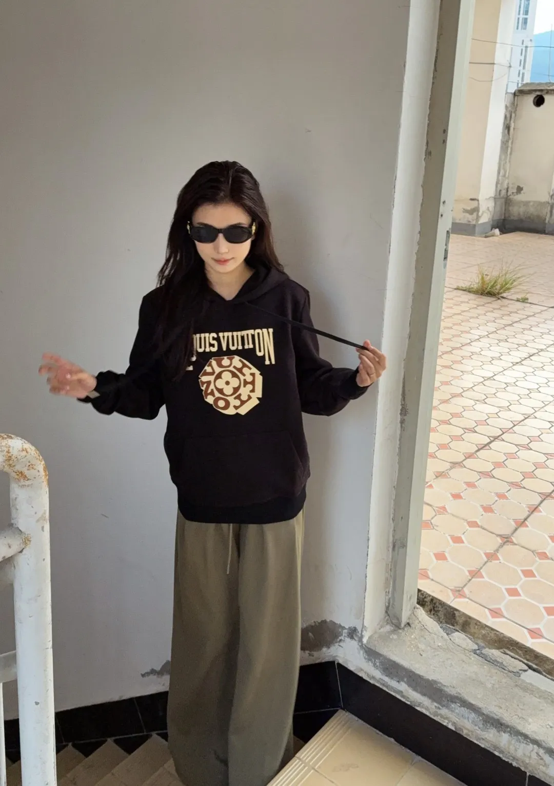 Louis Vuitton/Louis Vuitton 25Fw 3D letter patch hooded sweatshirt